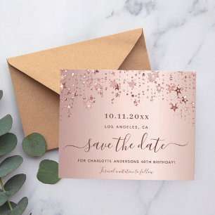 Geburtstagsrose Gold Sterne Save the Date Karte