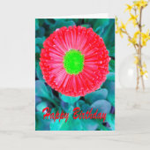 Geburtstagsrot/grüne Blume Karte (Gelbe Blume)