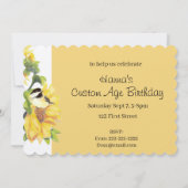 Geburtstagsruhestand Chickadee Sonnenblume Kunst Einladung (Rückseite)