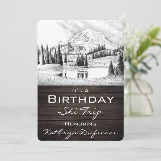 Geburtstagsschitour Einladung (Stehend Vorderseite)