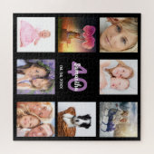 Geburtstagsschwarze Foto-Collage Puzzle (Horizontal)