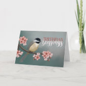 Geburtstagssegmente Chickadee mit Frühlingsblumen Karte (Vorderseite)