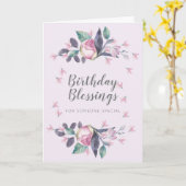 Geburtstagssegnung Rosa Aquarellblume Karte (Gelbe Blume)