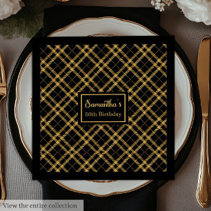 Geburtstagsservietten Luxe Schwarz Gold Benutzerde Serviette