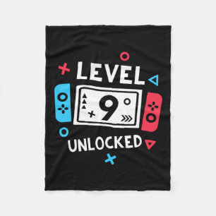 Geburtstagsshirt Junge Level 9 Freigeschaltet Vide Fleecedecke