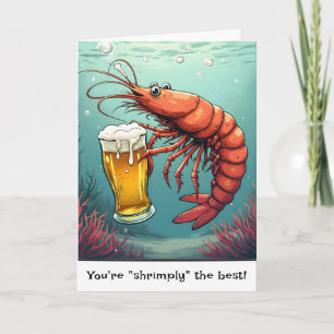Geburtstagsshrimps mit einem Bierglas Karte
