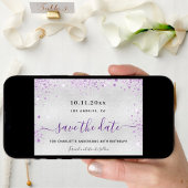 Geburtstagssilber lila Glitzer Save the Date