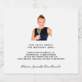 Geburtstagsspass Fakten Biografie Weißes Foto Schaumweinetikett (Einzelnes Label)