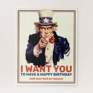 Geburtstagsspass, Onkel Sam "I Woll You"-Poster, Puzzle