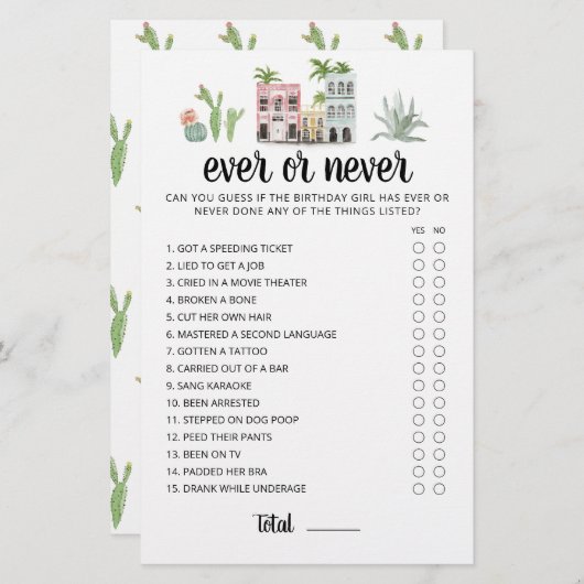 Geburtstagsspiel oder Niemals Geburtstagsparty (Vorne/Hinten)