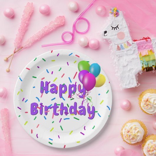 Geburtstagssprinklen mit Balloons Pappteller (Party)
