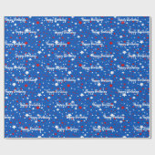 Geburtstagsstars auf blauem Umschlagpapier Geschenkpapier (Flach)