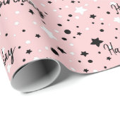 Geburtstagsstars in Rosa Geschenkpapier (Rolleneckpunkt)