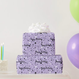 Geburtstagssterne auf Lila Geschenkpapier