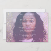 Geburtstagsstudium Party Foto Pink Gold Einladung (Vorderseite)