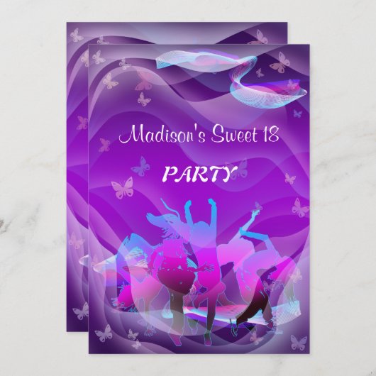 Geburtstagstanz Party Einladung (Vorne/Hinten)