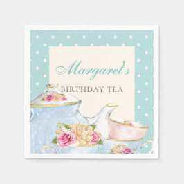 Geburtstagstee Party Personalisiert Polka dot Serviette