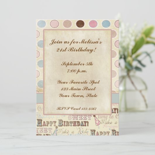 Geburtstagstext, Circles Einladung (Stehend Vorderseite)