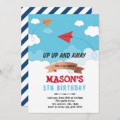 Geburtstagsthema des Papierflugzeugs Einladung (Vorne/Hinten)