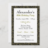 Geburtstagsthema - Gold und Schwarzes Muster Einladung (Vorderseite)