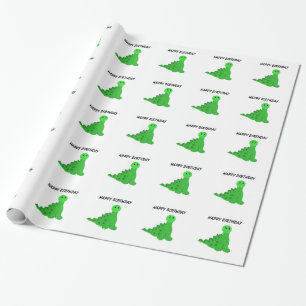 Geburtstagsthema grüne Dinosaurier Geschenkpapier