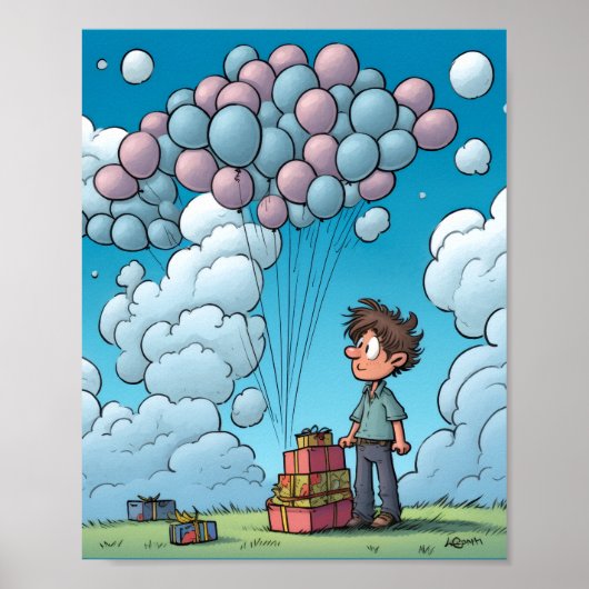Geburtstagsthema, Luftballon, Feier Poster (Vorne)