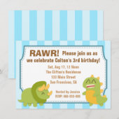 Geburtstagsthema - Niedliche Dinosaurier Einladung (Vorne/Hinten)