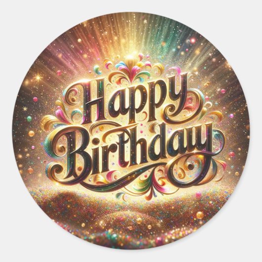 Geburtstagstich Runder Aufkleber (Vorderseite)