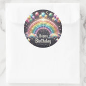 Geburtstagsticker - elegante Glitter-Regenbogen Runder Aufkleber (Tasche)