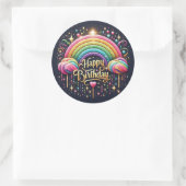 Geburtstagsticker-Glitter-Regenbogen Runder Aufkleber (Tasche)
