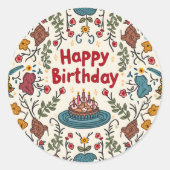 Geburtstagsticker Runder Aufkleber (Vorderseite)