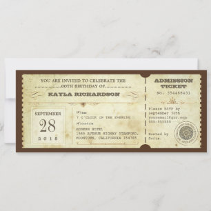 Geburtstagstickets mit Vintage-Typografie Einladung