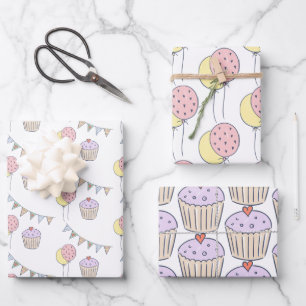 Geburtstagstorte   Ballons und Jagd Geschenkpapier Set