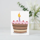 Geburtstagstorte mit einer Kerze Postkarte (Stehend Vorderseite)