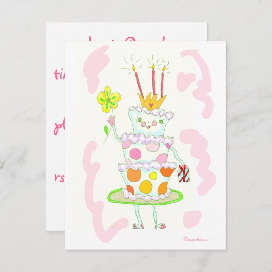 Geburtstagstorte-Party Einladung (Vorne/Hinten)