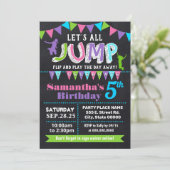 Geburtstagstrampolin-Tafel rosa Party Einladung (Stehend Vorderseite)