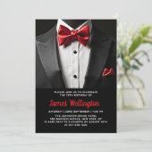 Geburtstagsveranstaltung in Schwarz und Rot Einladung (Stehend Vorderseite)