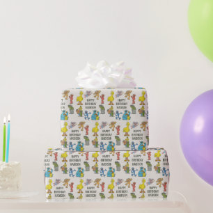 Geburtstagsverpackung mit Vintage Sesamstraße Char Geschenkpapier