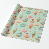 Geburtstagsverpackungspapier mit Pastell-Donuts un Geschenkpapier (Ungerollt)
