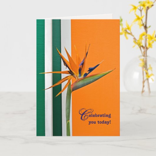 Geburtstagsvogel des Paradieses Karte (Gelbe Blume)