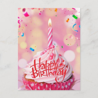 Geburtstagswaffe Cake Pink Post Card Postkarte