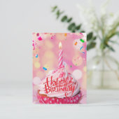 Geburtstagswaffe Cake Pink Post Card Postkarte (Stehend Vorderseite)