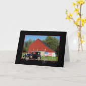 Geburtstagswagen mit Stall zum Vater Karte (Gelbe Blume)