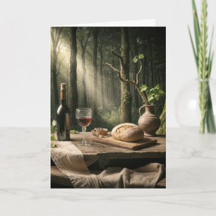 Geburtstagswein und Brot am Waldtisch Karte