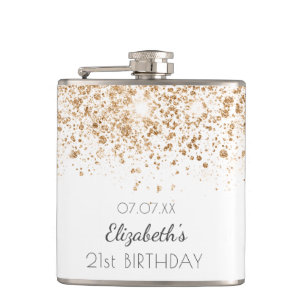 Geburtstagsweiße Glitzer Staubfreunde Flachmann