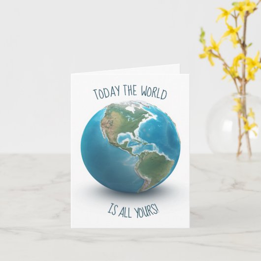 Geburtstagswelt Karte (Gelbe Blume)