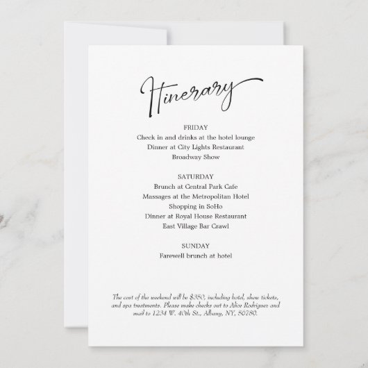 Geburtstagswochenende Einladung (Rückseite)