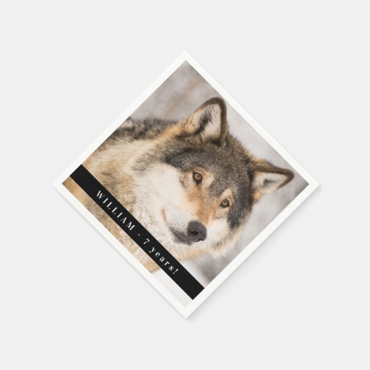 Geburtstagswolf-Foto Serviette (Ecke)