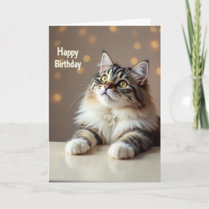 Geburtstagswunsch-Karte mit flauschiger Katze Karte