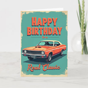 Geburtstagswunsch Retro-Auto-Karte Karte
